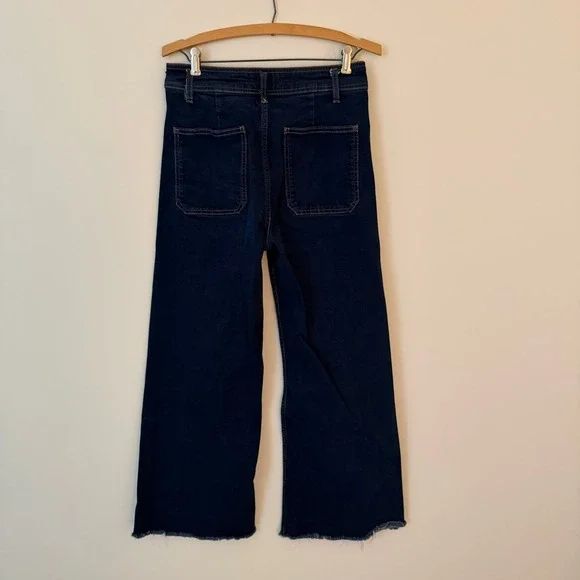 Zara The Patch Pockets Marine Straight Jeans Dark Wash Size US 8 - Picture 2 of 11